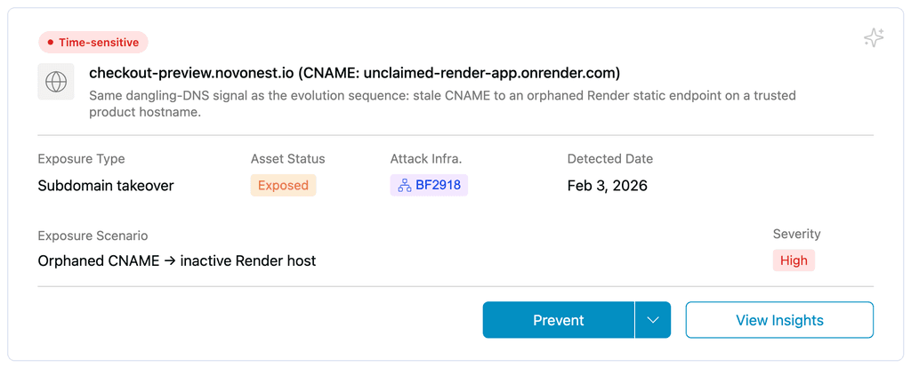 Shipped threat card: risk narrative first, evidence second, controls last